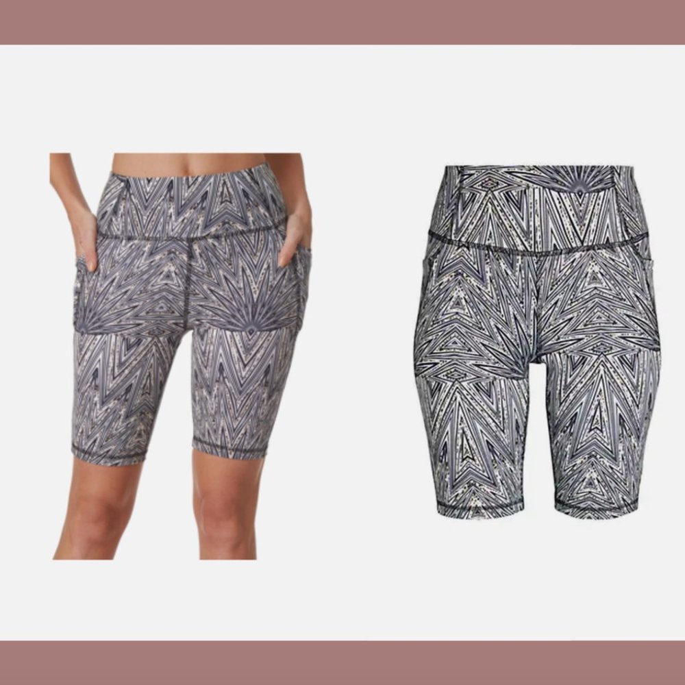 NWT $62 X BY GOTTEX [ Small ]‎ Active Biker Shorts Arrow Paint White Black #6046